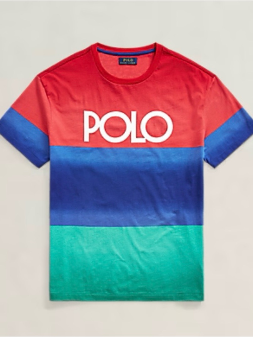 POLO RALPH LAUREN OmbrΓ© Logo T Shirt Red Blue Green Menβs M Classic Fit Retro